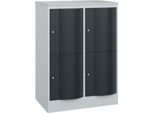 C+P Schließfachschrank Resisto, 2 Abteile, 4 Fächer, B 772 x T 540 x H 1077 mm, Lichtgrau/Anthrazitgrau