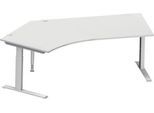 Schäfer Shop Genius Winkelschreibtisch MODENA FLEX 135°, Ansatz links, C-Fuß-Rechteckrohr, B 2165 mm, lichtgrau