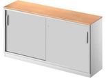 Schäfer Shop Genius Schiebetürenschrank TETRIS SOLID, 2 OH, B 1600 mm, inkl. 19 mm Abdeckplatte, Buche-Dekor/weißalu