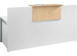 Empfangstheke Come-In, 1 Ablage, gerade, Breite 1800 mm, weiß/Ahorn-Dekor