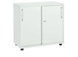 Schäfer Shop Select Anstellschiebetürenschrank, aus Holz, 2 Fachböden, B 800 mm x T 421 x H 750 mm, lichtgrau