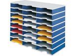 styro® Sortierstation styrodoc Standard SET, DIN C4, 8 Etagen/3-reihig/24 Fächer, grau/blau