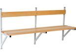 Wandbank, Holz, 2000 mm breit, lichtgrau (RAL 7035)