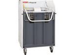 Ballenpresse HSM V-Press 60, manuell, 3 Umreifungen in Kreuzabbindung für Ballen bis 40 kg, mit Lenk- & Bockrollen