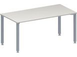 Schäfer Shop Genius Konferenztisch MODENA FLEX, Rechteck, 4-Fuß Quadratrohr, B 1600 x T 800 x H 720-840 mm, lichtgrau/weißaluminium RAL 9006