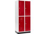 Schäfer Shop Select Kleiderspind, mit 2 x 2 Abteilen, 400 mm, mit Sockel, Drehriegelverschluss, Tür rubinrot