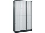 C+P Garderobenspind Resisto, 3 Abteile, 6 Fächer, B 1148 x T 540 x H 1950 mm, Anthrazitgrau/Lichtgrau