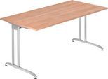 Schreibtisch TARA, C-Fuß, Rechteck, B 1600 x T 800 x H 720 mm, Nussbaum-Dekor
