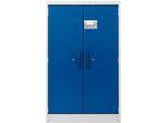 Cemo Sicherheitsschrank Typ 90 PROline 12/20, selbstschließende Türen, B 1200 x T 600 x H 1950 mm, 33 Liter, grau/enzianblau