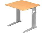 Schreibtisch TARVIS, C-Fuß, Rechteck, B 800 mm, Gestell silber, höhenverstellbar, Buche-Dekor