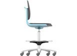 Arbeitsdrehstuhl Labsit hoch, SKINTEC-Polster, Sitz-Stopp-Rollen, B 450 x T 420 x H 560 - 810 mm, blau