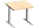 Schäfer Shop Genius Schreibtisch MODENA FLEX, C-Fuß-Rechteckrohr, B 800 x T 800 mm, Ahorn/weißalu