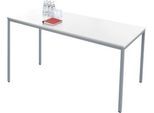 Schäfer Shop Pure Stahlrohrtisch, Rechteck, Quadratrohrfuß, B 1600 x T 700 x H 720 mm, weiß/weißaluminium