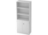 Regalschrank, B 800 x T 420 x H 2004 mm, 5 OH, 5 Böden, 2 Türen, abschließbar, lichtgrau