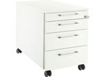 Schäfer Shop Select Rollcontainer 1233, 3 Schübe & 1 Utensilienauszug, Griff eckig, weiß/weiß