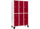 Schäfer Shop Select Kleiderspind, mit 3 x 2 Abteilen, 400 mm, mit Füßen, Zylinderschloss, Tür rubinrot