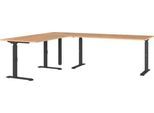 Eckschreibtisch Agenda Home, mechanisch höhenverstellbar, B 2400 x T 2000 x H 680-910 mm, Grandson-Eiche/Schwarz