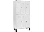 Schäfer Shop Select Kleiderspind, mit 3 x 2 Abteilen, 300 mm, mit Füßen, Zylinderschloss, Tür lichtgrau