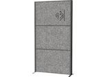 MAUL Stellwandsystem MAULconnecto, 3 x Akustikvlies dunkelgrau, Klettverbindung, Standfuß, H 1800 x B 1000 mm, anthrazit