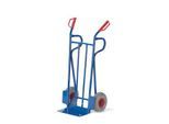 Stahlrohr-Sackkarre, bis 250 kg, Vollgummibereifung, Sicherheitsgriffe, H 1250 x B 600 x T 450 mm, enzianblau RAL 5012