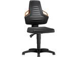 Arbeitsdrehstuhl, Gleiter, PU-Schaum schwarz, Griffe orange