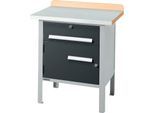 Kastenwerkbank Schäfer Shop Select PWi 75-0, Buche-Dekor Multiplexplatte, mit Stahlabdeckung, bis 750 kg, B 750 x T 700 x H 840 mm