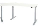 Schäfer Shop Select Winkelschreibtisch ERGO-T 2.0, elektrisch höhenverstellbar, 135° Winkel links, T-Fuß, B 2185 mm, weiß/weißalu