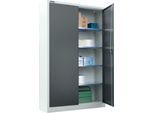 Schäfer Shop Select Materialschrank, abschließbar, 4 verzinkte Böden, 5 OH, B 950 x T 400 x H 1935 mm, Stahl, weißaluminium/anthrazitgrau