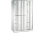C+P Kombi-Schließfachschrank Resisto, 3 Abteile, 10 Fächer, B 1148 x T 540 x H 1950 mm, Lichtgrau