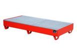 Stahl-Auffangwanne mit Gitterrost, 1800 x 800 mm, rot RAL 3000