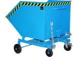 Späne-Kippbehälter Bauer SKW-ET 1000, Stahl, blau, B 1420 x T 1340 x H 1290 mm, 1000 l, bis 300 kg, Rollen, manuelles Kippen, mit Einfahrttaschen