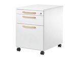 Schäfer Shop Select Rollcontainer Start Off Wood, Schub, Hängeregister & Utensilienauszug, B 432 x T 580 x H 595 mm, weiß