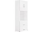 Kombischrank PALENQUE, 6 OH, Holztüren, HR-Auszug, B 800 x T 420 x H 2160 mm, weiß