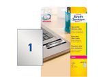 Avery Zweckform Typenschildetiketten L6013-20, extrem robust, geeignet für SW-Laserdrucker, 210 x 297 mm, 20 Stück/20 A4-Bogen, Polyesterfolie, silber