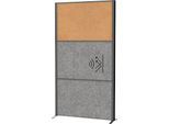 MAUL Stellwandsystem MAULconnecto, Steckmodule, 2x Akustikvlies, 1x Kork, Klettverbindung, H 1800 x B 1000 mm, anthrazit