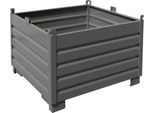 Bauer Sammelbehälter-System SBS 1000, L 1200 x B 1200 x H 850 mm, bis zu 3-fach stapelbar, lackiert, mit Transportwagen, mausgrau RAL 7005