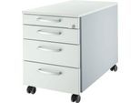 Schäfer Shop Genius Rollcontainer 1233, mit Griff rund, B 435 x H 577 mm, weißalu/lichtgrau/lichtgrau