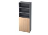 Regalschrank TOPAS LINE, 3 OH Regal/3 OH Türen, graphit/Eiche