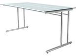 Schreibtisch Toledo, höhenverstellbar, C-Fuß, Glasplatte, B 1600 x T 800 mm