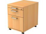 Rollcontainer TARVIS, 1 Utensilienauszug, abschließb., 1 Schub, 1 HR-Auszug, B 428 x T 580 x H 590 mm, Buche-Dekor