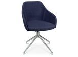 Konferenzsessel Topstar Sitness Life 2.1, dreh-/sitzhöhenverstellbar, Armlehnen, B 350-480 x T 460 x H 460-490 mm, 4-Fußgestell, Alu poliert & Stoff, d.blau