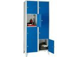 Wertfachschrank 400 mm, 2 Abteile, 8 Fächer, Sicherheitszylinderschloss, Fuß, enzianblau