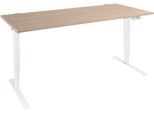 Schäfer Shop Genius Schreibtisch AERO FLEX, elektrisch höhenverstellbar, Rechteck, T-Fuß, B 1800 mm, Eiche/weiß + Memorypanel