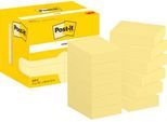 POST-IT Haftnotizen 653, 51 x 38 mm, selbsthaftend, wiederablösbar, cellophanfrei verpackt, 12 x 100 Blatt, gelb