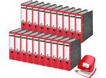 Sparset Leitz® Ordner 1080, 80 mm, 20 Stück + Gratis Leitz® Locher NeXXt Serie 5008, rot