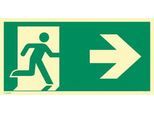 moedel Fluchtwegschild „Notausgang rechts Pfeil rechts“, nach ISO 7010 E002, Kunststoff, langnachleuchtend, B 297 x H 148 mm