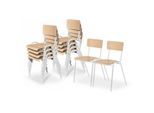 10er‑Set Ceha Stapelstuhl CS3, ohne Armlehnen, B 385 x T 390 x H 490 mm, Buche/lichtgrau