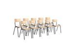 10er‑Set Ceha Stapelstuhl CS3, ohne Armlehnen, B 385 x T 390 x H 490 mm, Buche/schwarz