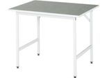 Rau Arbeitstisch Jerry, manuell höhenverstellbar, 25 mm Spanplatte mit Linoleumbelag, bis 300 kg, B 1000 x T 800 x H 800-850 mm, hellgrau/lichtgrau