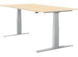 Schäfer Shop Select Schreibtisch LOGIN, elektrisch höhenverstellbar, Rechteck, T-Fuß, B 1600 x T 800 x H 645-1290 mm, Ahorn/weißaluminium